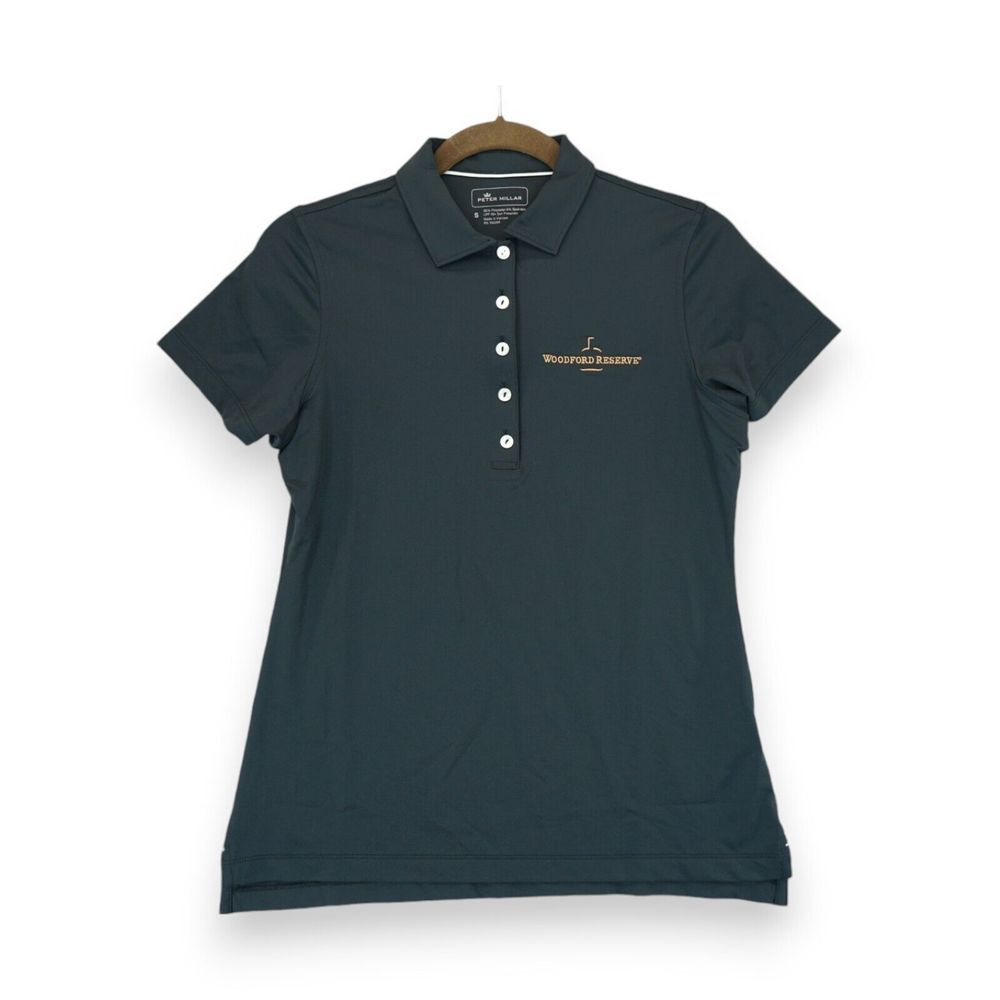 NWT Peter Millar Woodford Reserve Golf Polo Shirt Black Size SMALL Women's